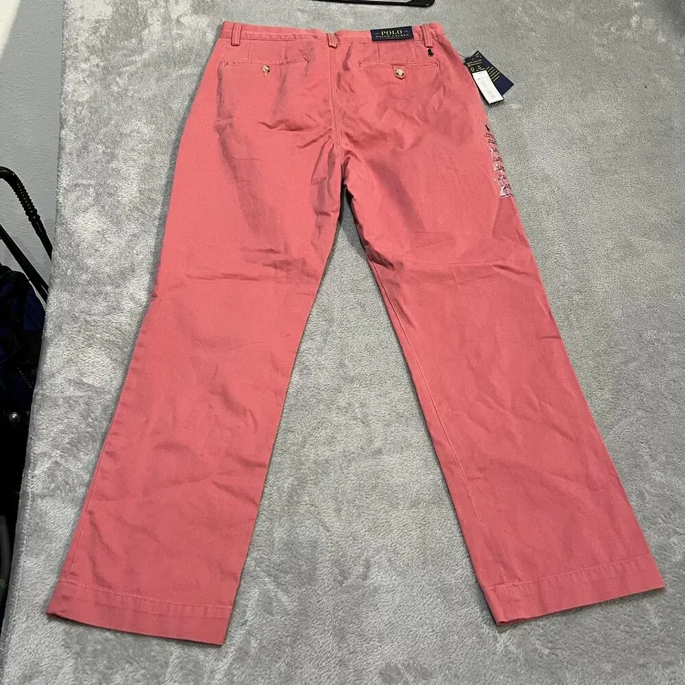 Polo Ralph Lauren Pants Mens 31x30 Red Polo Chino Classic Fit Twill Cotton